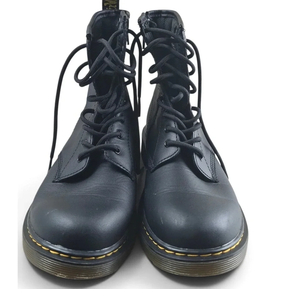 Dr. Martens 1460 Y Kids Size 5 Black Excellent Side Zip Lace Up Combat‎ Boots